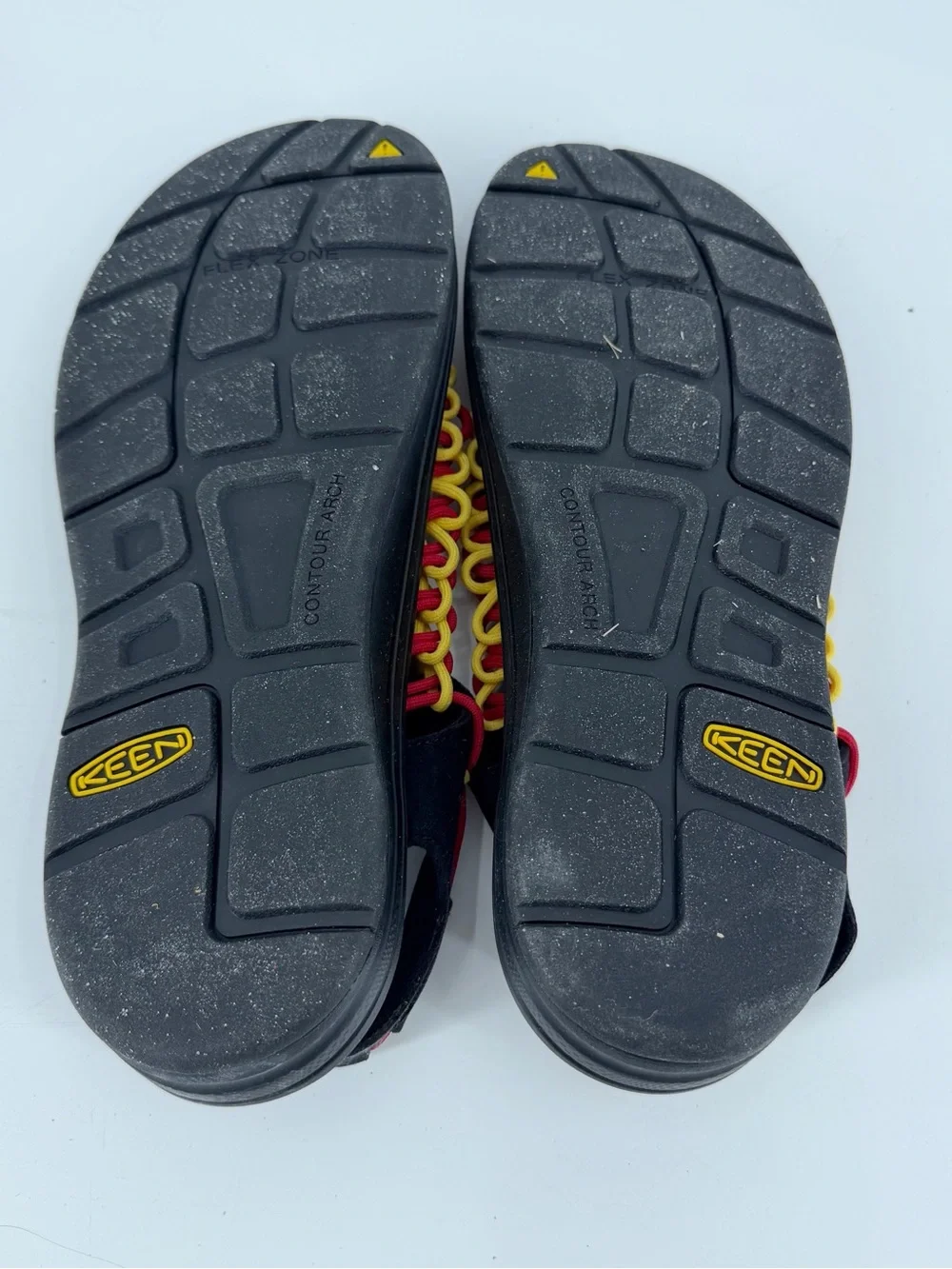 KEEN Uneek Sandals in Rasta Colorway 2 Cord Braided Construction Size 12
